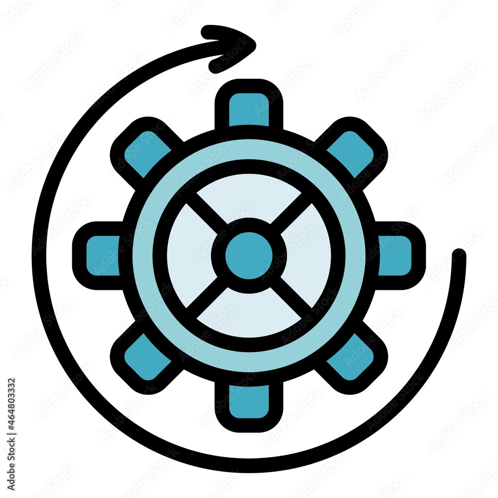 Watch gear wheel icon. Outline watch gear wheel vector icon color flat isolated Watch gear wheel icon. Outline watch gear wheel vector icon color flat isolated