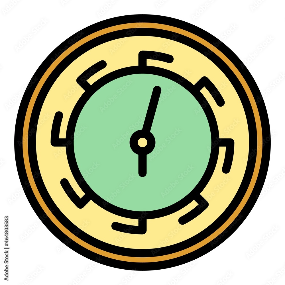 Parts wall clock icon. Outline parts wall clock vector icon color flat isolated Parts wall clock icon. Outline parts wall clock vector icon color flat isolated