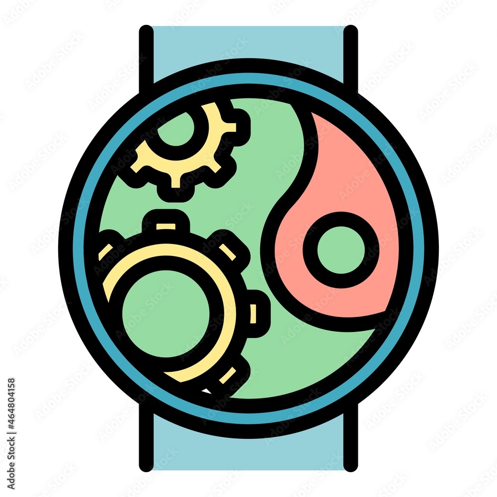 Mechanic construction hand watch icon. Outline mechanic construction hand watch vector icon color flat isolated Mechanic construction hand watch icon. Outline mechanic construction hand watch vector icon color flat isolated
