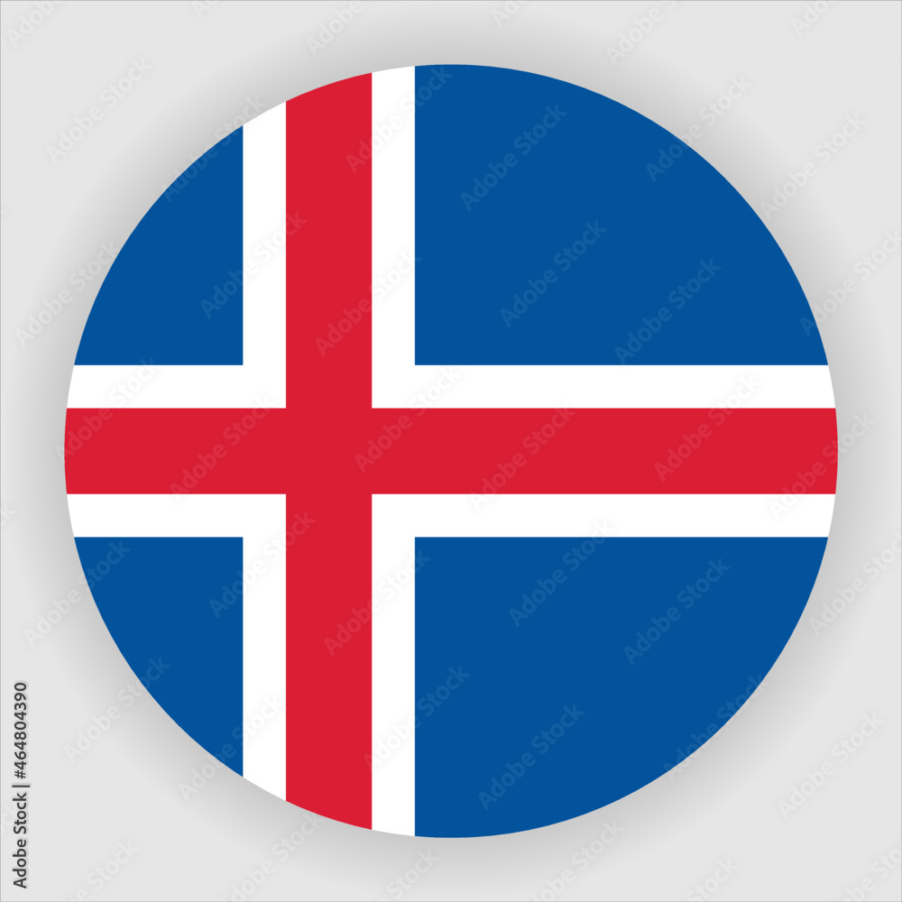Iceland Flat Rounded Country Flag button Icon Iceland Flat Rounded Country Flag button Icon