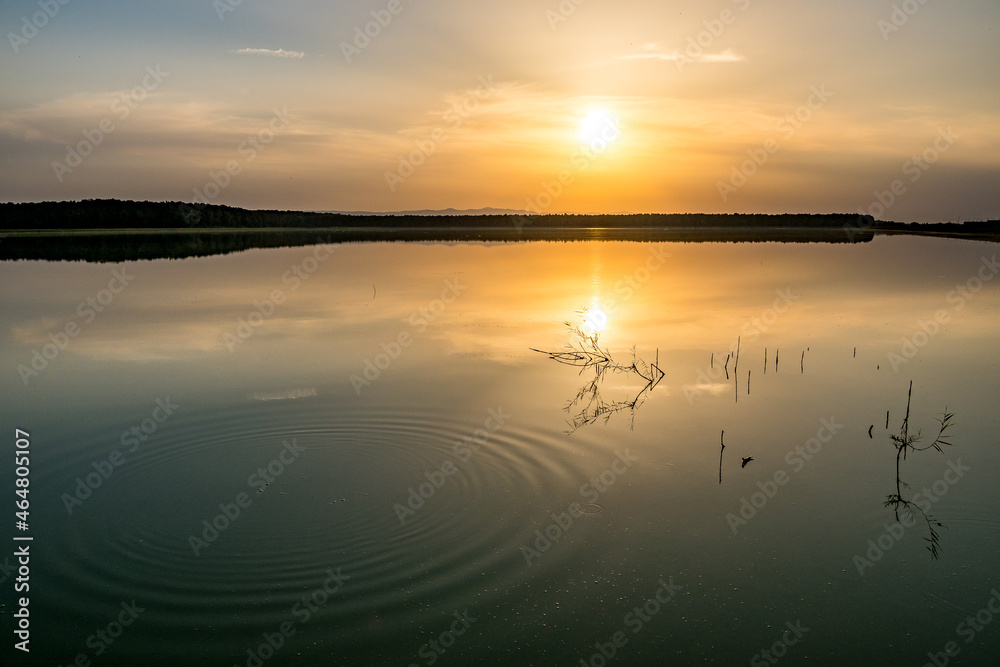 Ribnjak lake at sunset, Croatia