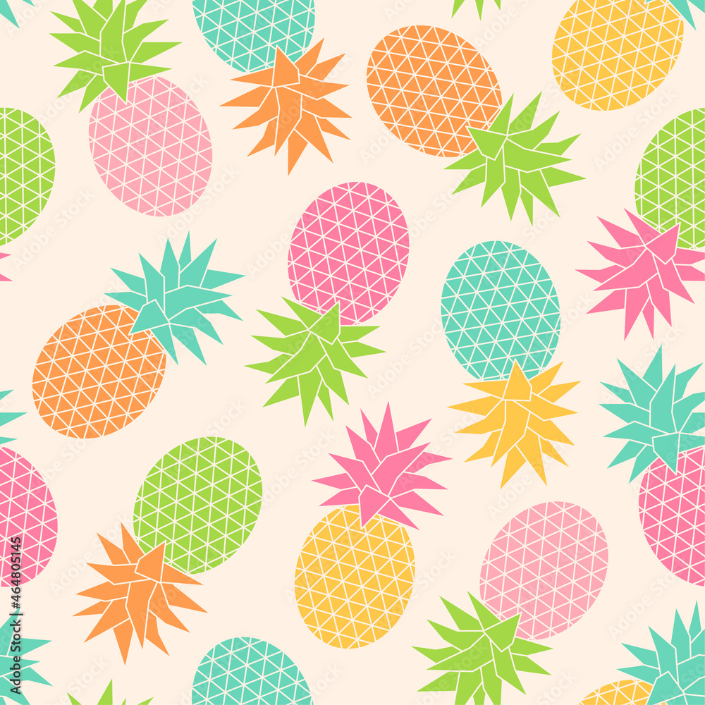 Pastel geometric pineapple seamless pattern background.