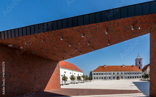 Photography View of the facade of the Osijek Monastery from the gate of Vatrosslav Lisinski