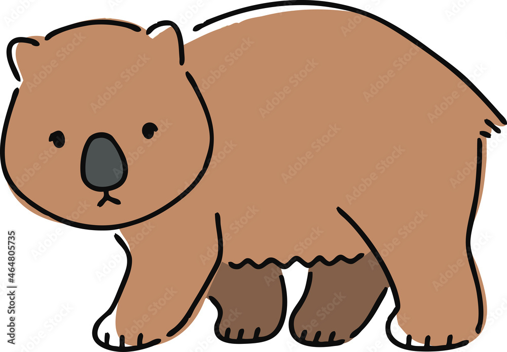 手描き風のウォンバットのイラスト 手描き風のウォンバットのイラスト