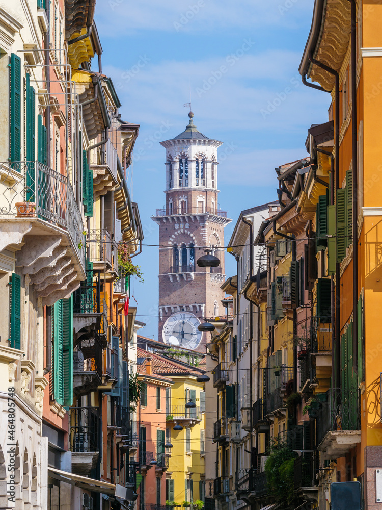 Verona city center with beautiful buildings