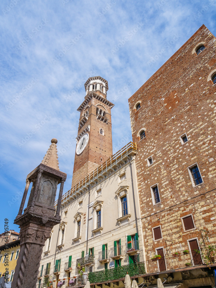 Verona city center with beautiful buildings