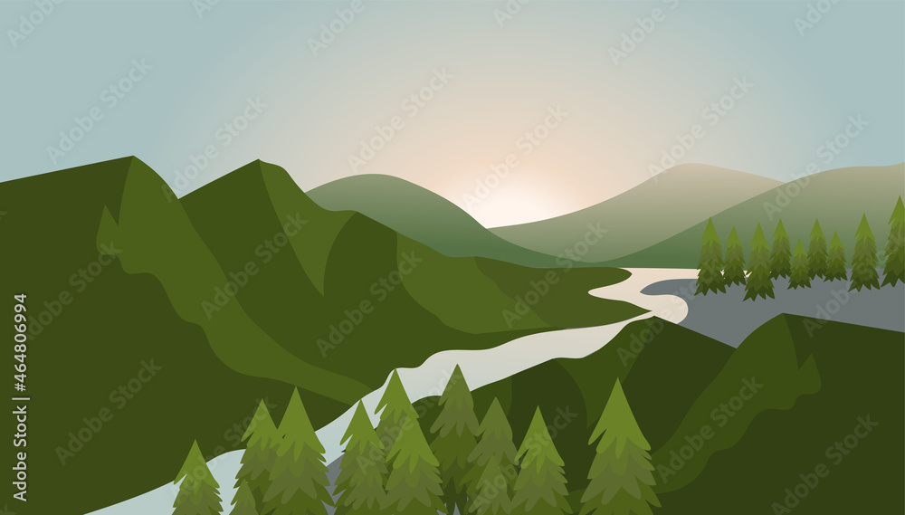 Mountain wallpaper , illustration Minimalist style.