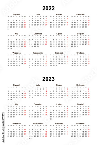 kalendarz na lata 2022 i 2023