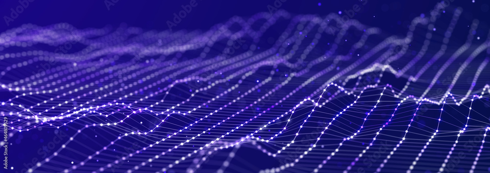 Sci-fi background. Digital landscape with dots and lines. Cyberspace grid. Background concept for your design. 3d Sci-fi background. Digital landscape with dots and lines. Cyberspace grid. Background concept for your design. 3d