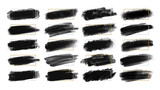 Set of black brush strokes with line frame on white background vector illustration
