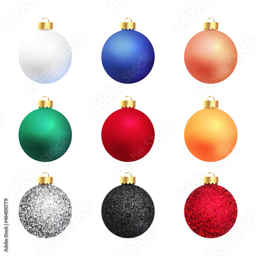 Realistic Christmas balls decoration collection