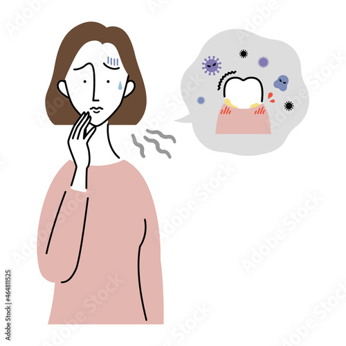 歯周病で口の中が不快な女性