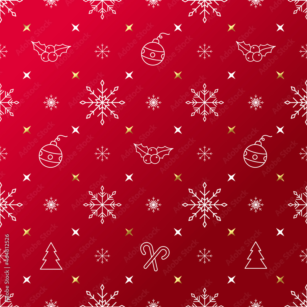 Christmas pattern with line-art icons Christmas pattern with line-art icons