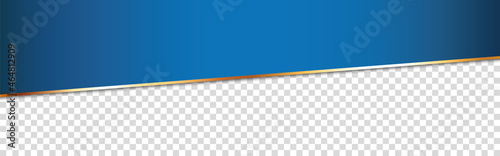 long blue ribbon banner with gold frame with transparent place
