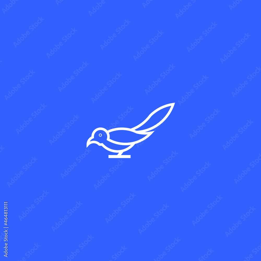 Bird Line Art on Blue Background. Simple Minimalist Logo Design Inspiration. Flat Vector Illustration. Bird Line Art on Blue Background. Simple Minimalist Logo Design Inspiration. Flat Vector Illustration.