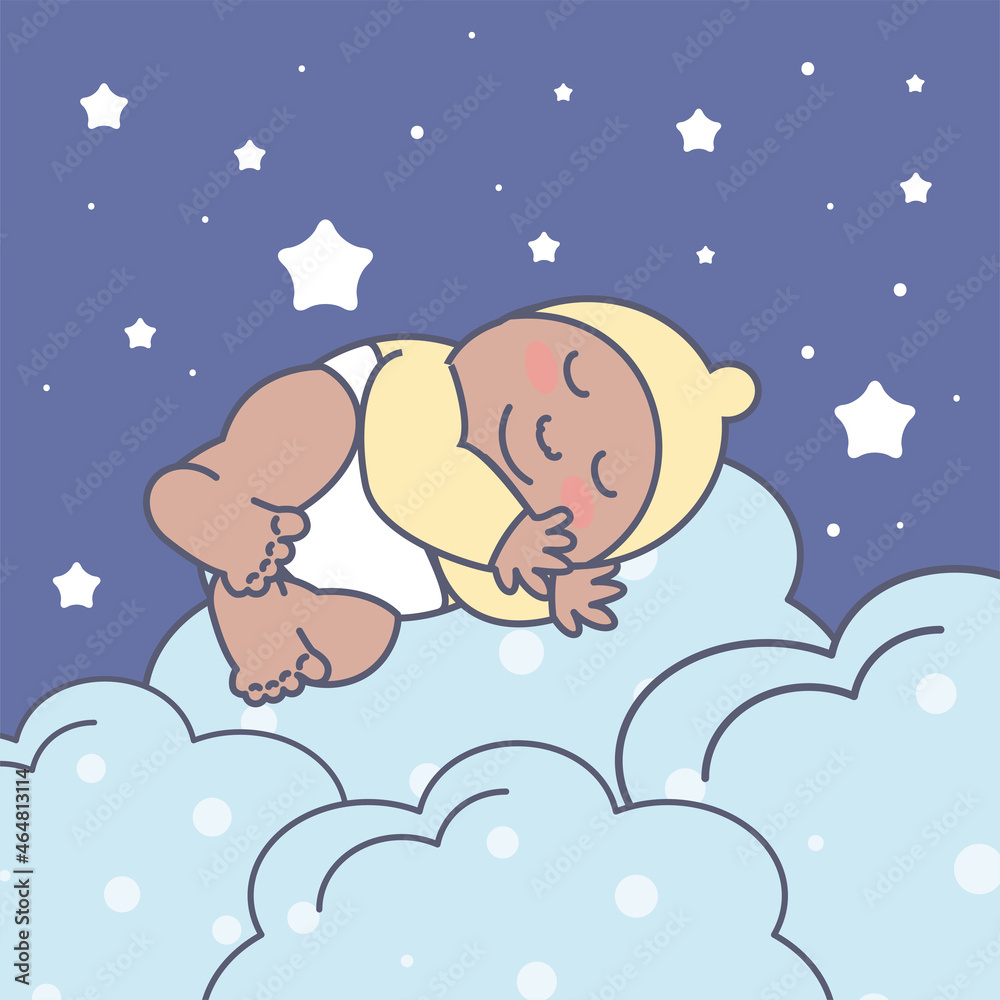 sleeping baby on clouds