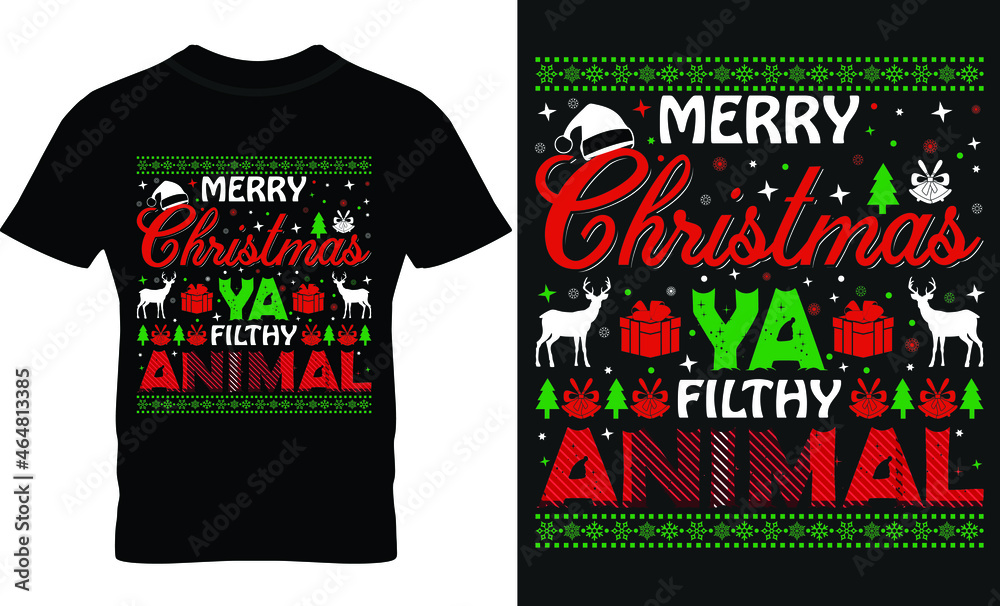 Fototapeta premium Christmas, Santa, Gift T-shirt design