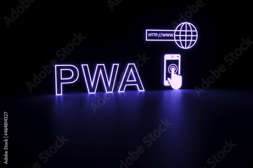 PWA neon concept self illumination background 3D illustration photo