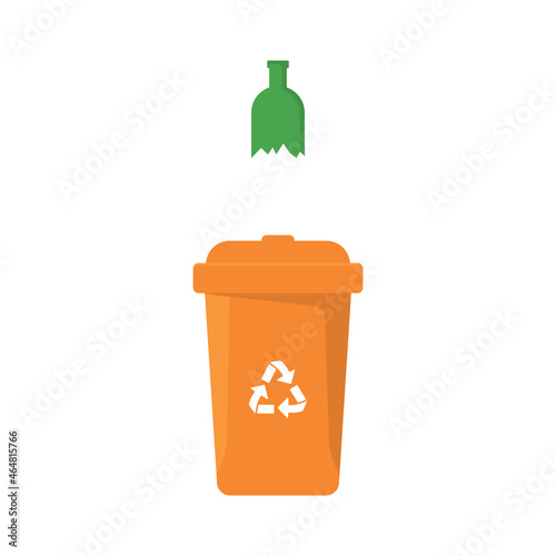 Dustbin Container or Recycle Bin for Glass. Plastic Bin for Trash Separation on White Background. Isolated Vector Illustration