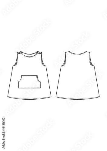Pinafore Dress Technical Fashion Drawing