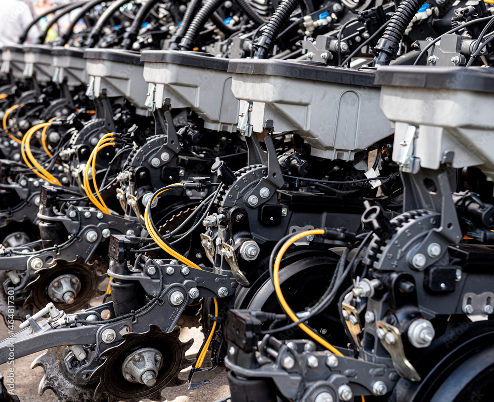 Fototapeta premium New modern agricultural machinery and equipment details