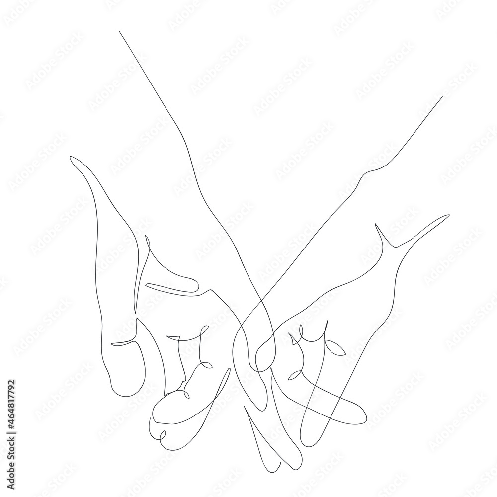 Hands, one line art. Vector continuous line drawing of two holding