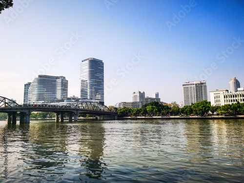 Guangzhou        Canton Canton city center center Pearl river cityscape