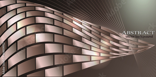 Beige abstract vector background. Backlit and imitation masonry
