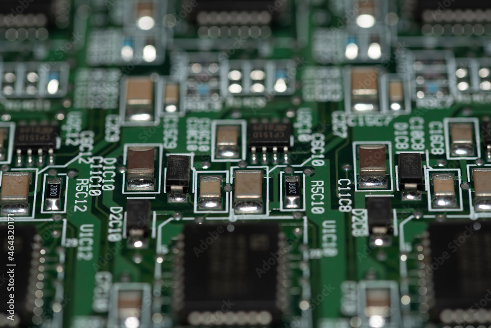 oktober 2021. Close up of the different circuits on a computer mother board. oktober 2021. Close up of the different circuits on a computer mother board.