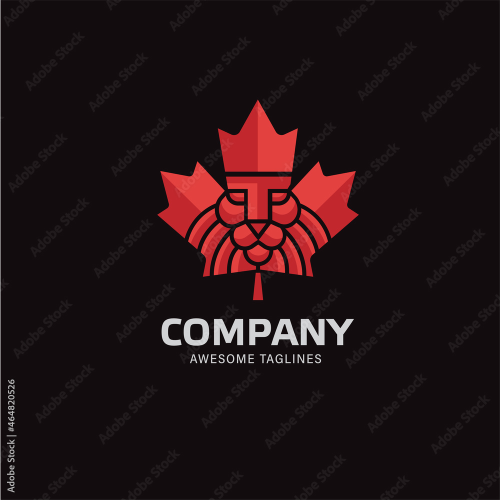 lion maple leaf logo vector concept lion maple leaf logo vector concept