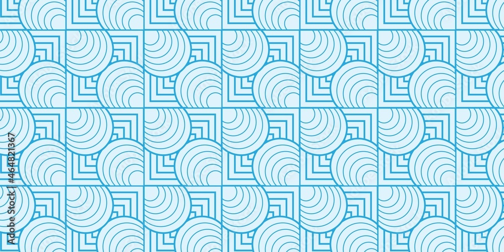Geometric pattern ancient blue line fabric motif vector background design