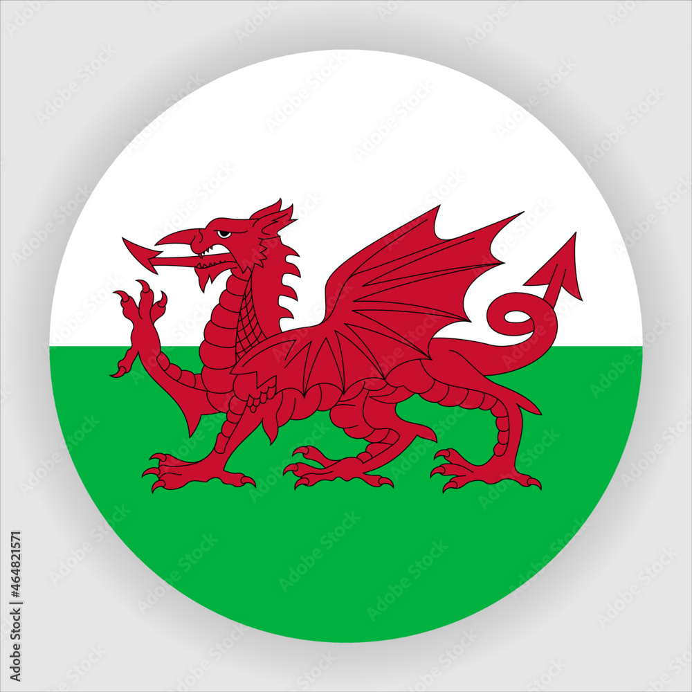 Wales Flat Rounded Country Flag button Icon