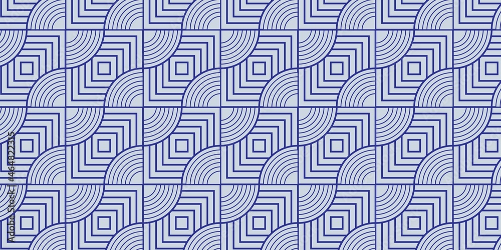 Geometric pattern ancient dark blue line fabric motif vector background design