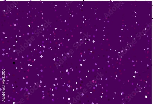 Light Purple vector background with triangles, circles, cubes.