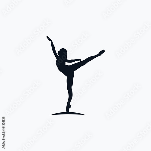 Fitness Gymnastic Logo Silhouette Sportswoman Vector
