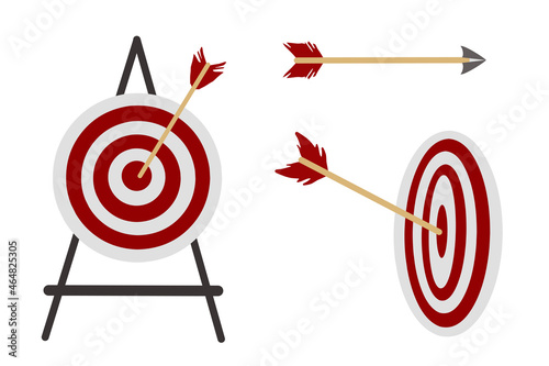 target arrow flat vector illustration isolated on white background