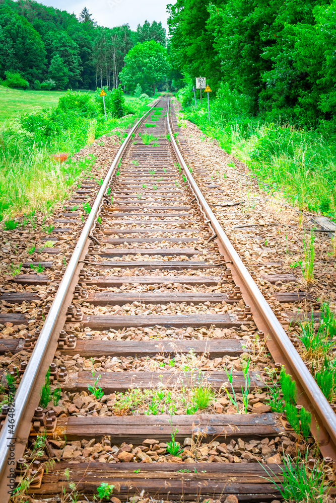 Hiking along Railroad in the Bavarian Forest. Hiking along Railroad in the Bavarian Forest.