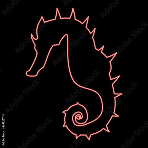 Neon seahorse red color vector illustration flat style image