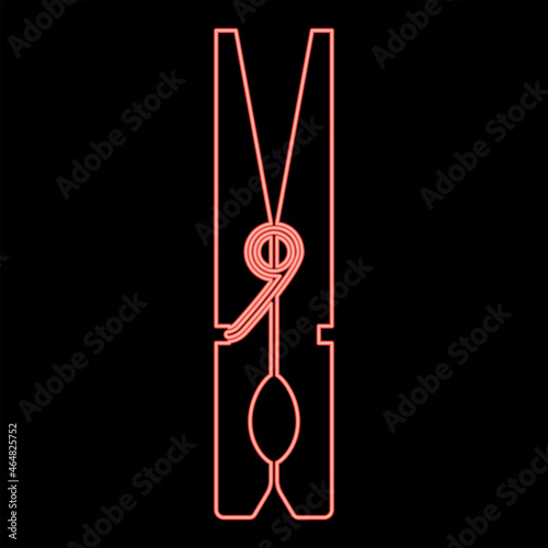 Neon clothespeg red color vector illustration flat style image