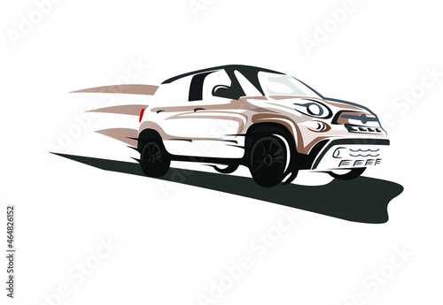Vector illustration of a car on the road
