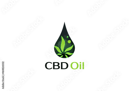 CBD Oil logo concept, cannabis leaf and a droplet 