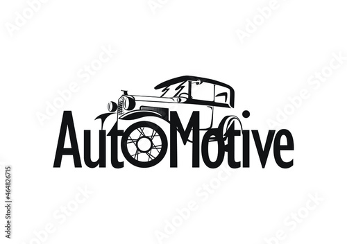 Automotive logo concept with an old car