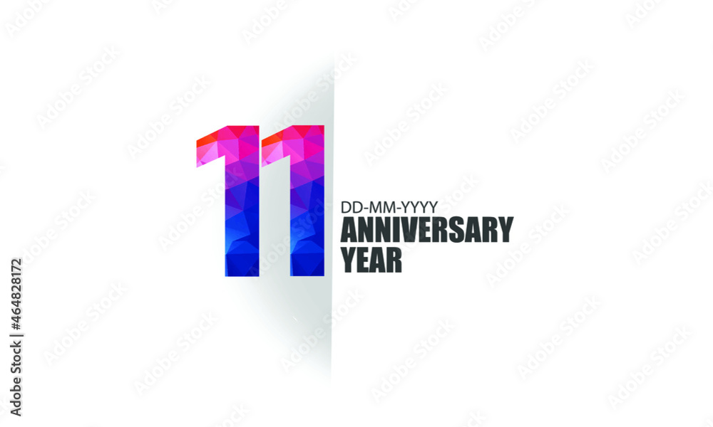 11 year anniversary full color polygon geometry style background for event, birthday, gift - vector