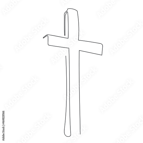 Cross, continuous line drawing. Vector illustration, isolated