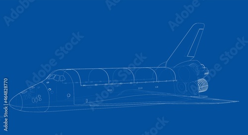 Space shuttle. Vector rendering of 3d
