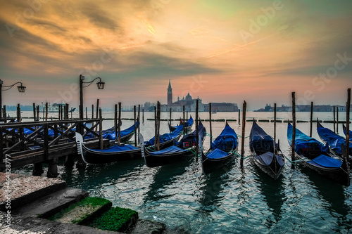 Gondolas on the jetty in San Marco square in Venice © joan