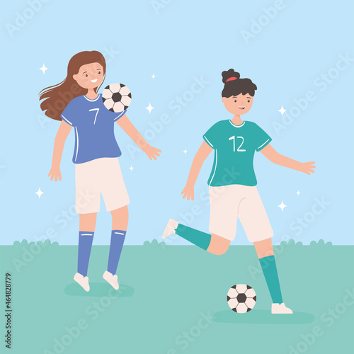 soccer women and ball