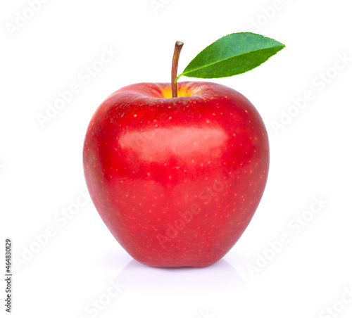 red apple with leaf