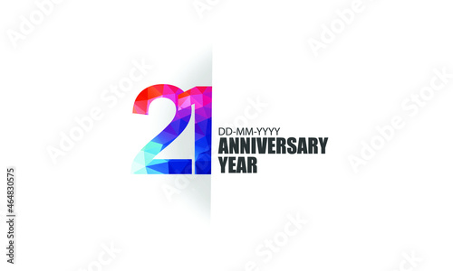 Free Download 21 year anniversary full color polygon geometry style background for event, birthday, gift - vector - GFXLoad