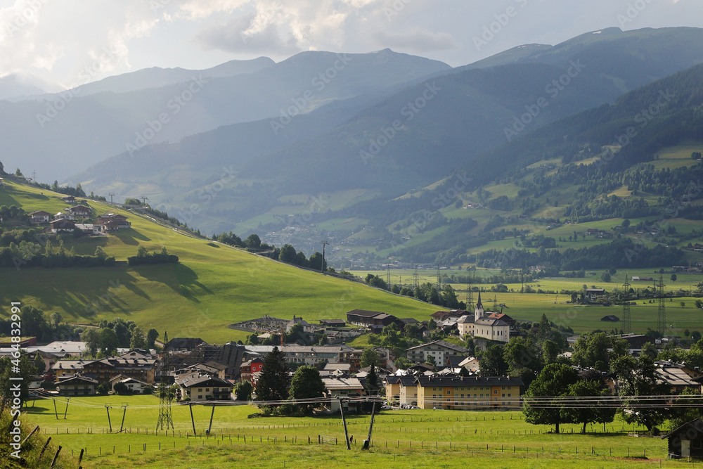 Panorama of Kaprun, resort village in the Austrian Alps
